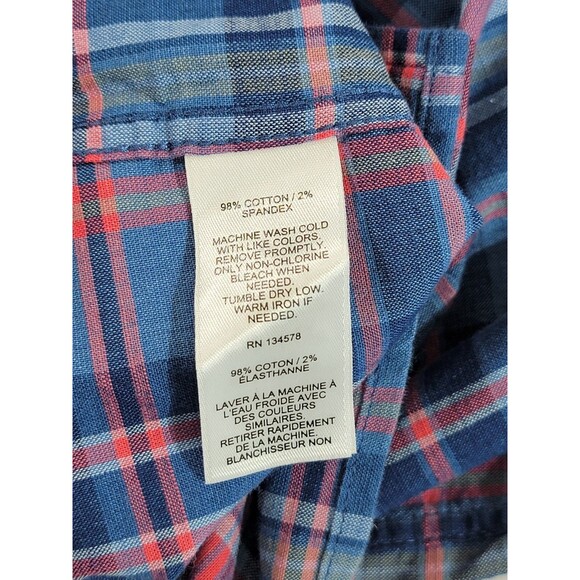 VINEYARD VINES Men's S Indigo Plaid Stretch Cotton Short-Sleeve Dockman Shirt - Picture 7 of 8